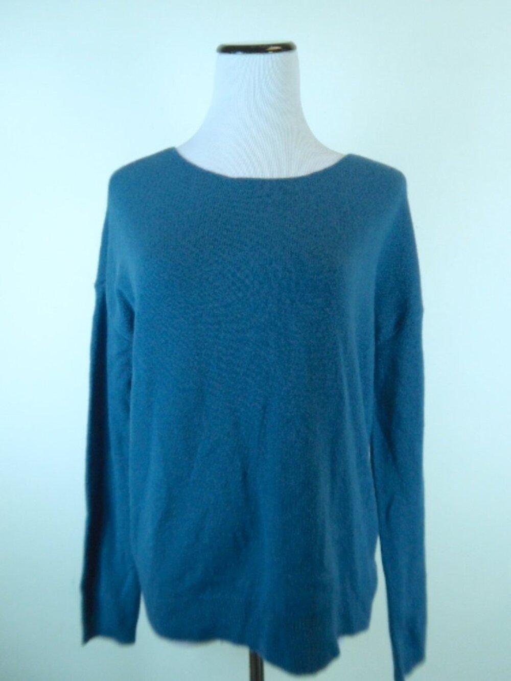 ONLY MINE TEAL CASHMERE BACK ZIP TUNIC SWEATER S scoop neck